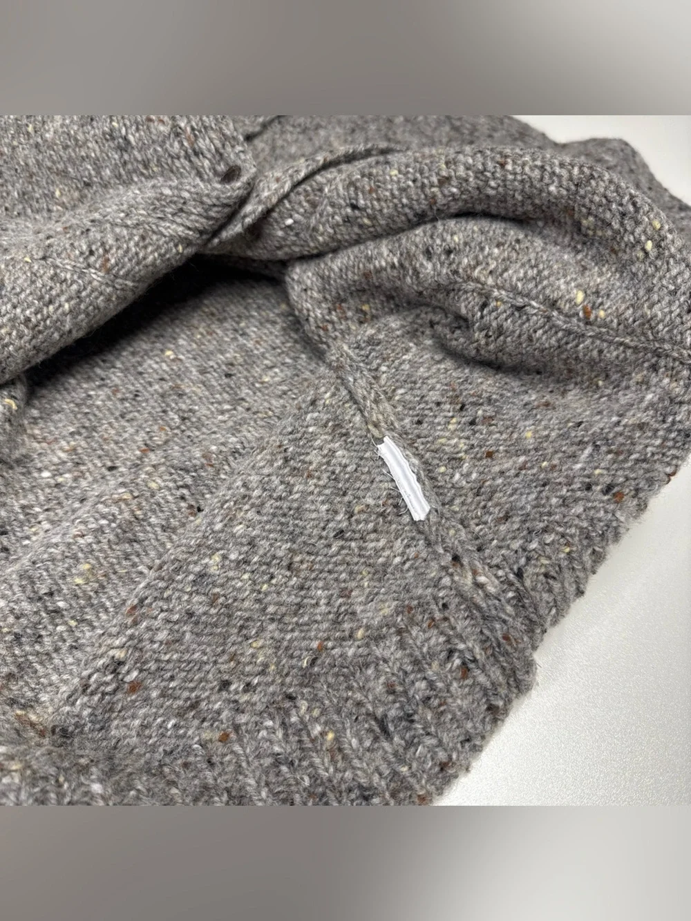 Celtic & Co. Donegal Funnel Neck Cardigan Jumper ‎ Sweater Sz M 100% Wool Gray